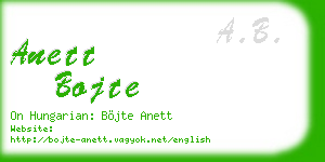 anett bojte business card